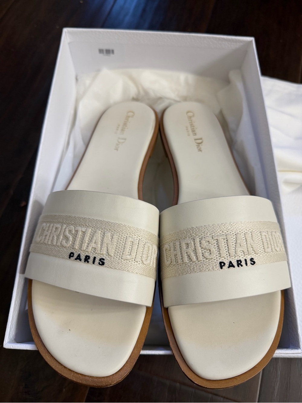 Dior White Christian Dior Paris Slide Sandals - Picture 2 of 4